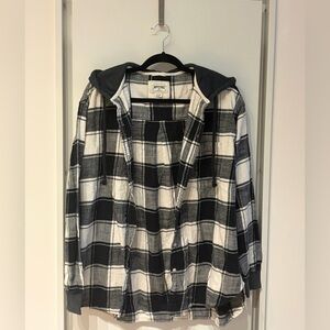 American Eagle | Oversized Plaid Hoodie Flannel